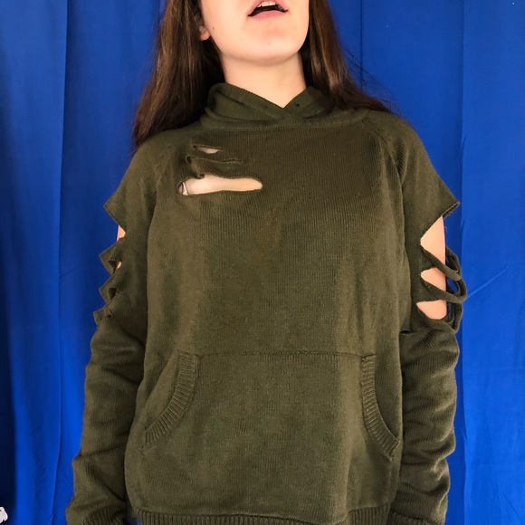 Distressed Sweater Hoodie Size Medium - Picture 3 of 4